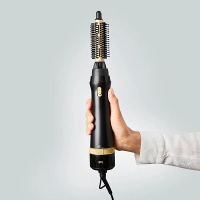 Фен-щітка Rowenta Express Style, 800Вт, 3 режими, іоніз-я, хол. обдув, кераміка, турмалін, чорно-золотий Фен-щітка Rowenta Express Style, 800Вт, 3 режими, іоніз-я, хол. обдув, кераміка, турмалін, чорно-золотий