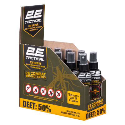 2E Tactical Спрей від комарів, кліщів та мошки Combat Protect 50 Pro, 100 мл 2E Tactical Спрей від комарів, кліщів та мошки Combat Protect 50 Pro, 100 мл