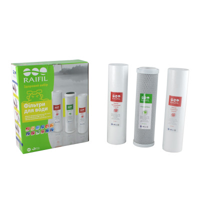 Комплект картриджів Raifil 1-2-3 GREEN (2 поліпропілену+вугілля) Комплект картриджів Raifil 1-2-3 GREEN (2 поліпропілену+вугілля)