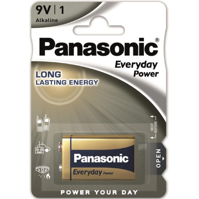 Батарейка Panasonic EVERYDAY POWER лужна 6LR61(6LF22, MN1604, MX1604, Крона) блістер, 1 шт.
