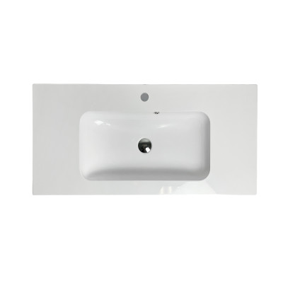 Раковина, умивальник Adamant FRATE, штучний камінь, прямокут., з отвором для змішувача, з отвором для переливу, 795x450x125мм, накладний, білий