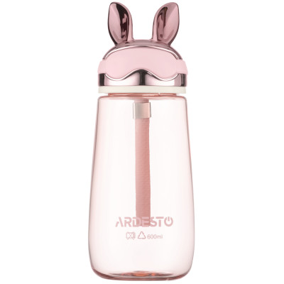 Пляшка для води ARDESTO Bunny 600мл, пластик, рожевий Пляшка для води ARDESTO Bunny 600мл, пластик, рожевий