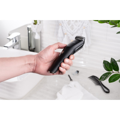 Машинка для стрижки  ARDESTO HC-Y22-B, мережа+акум., насадок-1, сталь+кераміка, чорний