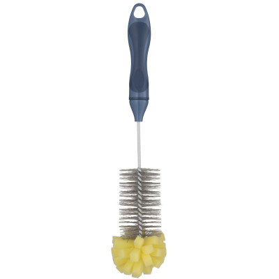 Щітка для миття пляшок з губкою ARDESTO Solid 34х5см, пластик, блакитний