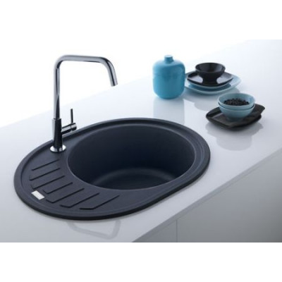 Мийка кухонна Franke Ronda, фраграніт, овал, з крилом, 620х500х200мм, чаша - 1, накладна, ROG 611-62, онікс