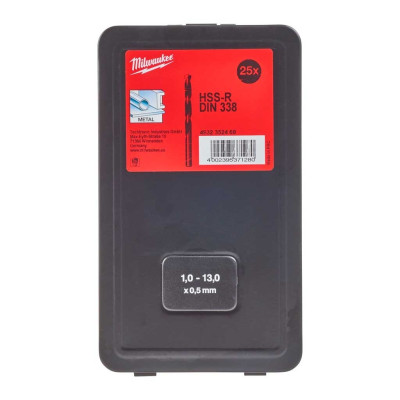 Набір свердел по металу Milwaukee HSS-R, 1-12мм, кейс, 25шт