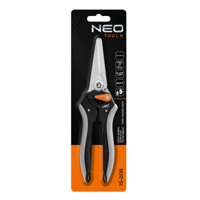 Секатор плоскостной Neo Tools, d реза 6мм, 210мм, 184г