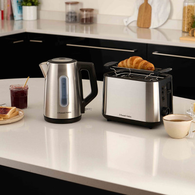 Тостер Russell Hobbs Heaton, нержав., підігрів,разморозка, чорний+нерж