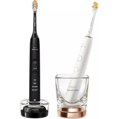 Щітка зубна електр. Philips, Sonicare DiamondClean 9000 Series, набір , 62т. колив/хв, насадок-1, 2 шт в наборі, 1зарядн.стакан+зарядка, чорний, білий