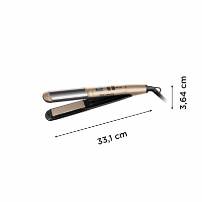 Випрямляч Rowenta Glam & Shine 2в1, темп.режимів-8, 140-210С, дисплей, кераміка, золотий