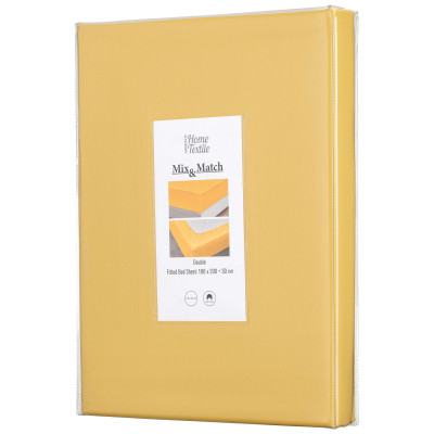 Простирадло на резинці ARDESTO Mix&Match, 180x200+30см, 100% бавовна, сатин, жовтий Простирадло на резинці ARDESTO Mix&Match, 180x200+30см, 100% бавовна, сатин, жовтий