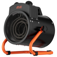 Теплова гармата електрична 2E Stainless, 2кВт, 20м2, 239м3/год, нагрів. елемент - нерж. сталь, IPX4, чорний, 3кг