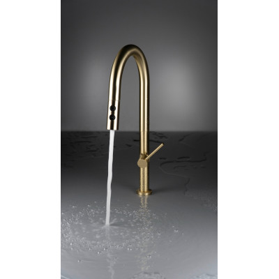 Набір для кухні Deante Olfato стальна мийка ZPO_R10A + зміш. BQO_R72M, брашоване золото