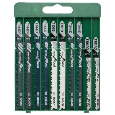 Полотно пиляльне для електролобзика Bosch по дереву, набір 10шт Полотно пиляльне для електролобзика Bosch по дереву, набір 10шт