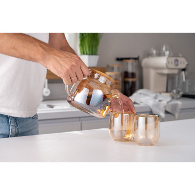 Заварник Ardesto Golden Moon, 1000мл, боросиликатное стекло, бамбук, золотой AR3010GBG Заварник Ardesto Golden Moon, 1000мл, боросиликатное стекло, бамбук, золотой AR3010GBG