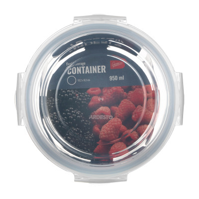 Контейнер для зберігання харчових продуктів ARDESTO Gemini 0.95л, боросилікатне скло, пластик, круглий, прозорий Контейнер для зберігання харчових продуктів ARDESTO Gemini 0.95л, боросилікатне скло, пластик, круглий, прозорий