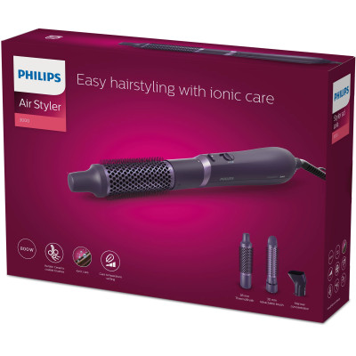 Фен-щітка Philips 3000 Series, 800Вт, іонізація, 3 насадки, фіолетовий Фен-щітка Philips 3000 Series, 800Вт, іонізація, 3 насадки, фіолетовий