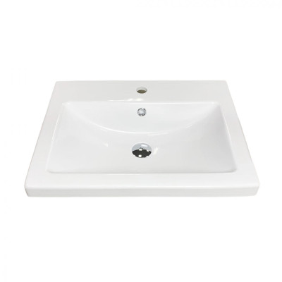 Раковина, умивальник Adamant CERS, штучний камінь, прямокут., з отвором для змішувача, з отвором для переливу, 495x390x158мм, накладний, білий