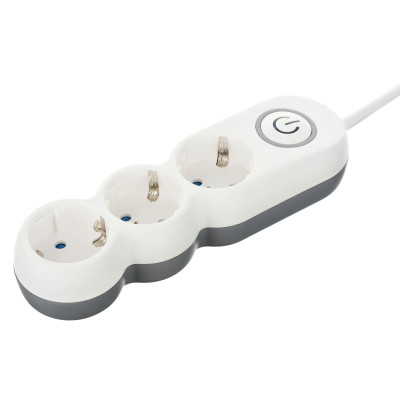 Удлинитель сетевой 2E Plus 3хТип F, 3х1мм кв, 10A, 3м, бело-серый 2E-U03VES3M