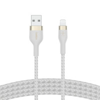 Belkin Кабель USB-A - Lightning плетений, силіконовий, з ремінцем на магніті, 1м, білий Belkin Кабель USB-A - Lightning плетений, силіконовий, з ремінцем на магніті, 1м, білий