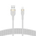 Belkin Кабель USB-A - Lightning плетений, силіконовий, з ремінцем на магніті, 1м, білий Belkin Кабель USB-A - Lightning плетений, силіконовий, з ремінцем на магніті, 1м, білий
