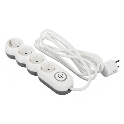 Удлинитель сетевой 2E Plus 4хТип F, 3х1мм кв, 10A, 3м, бело-серый 2E-U04VESM3W