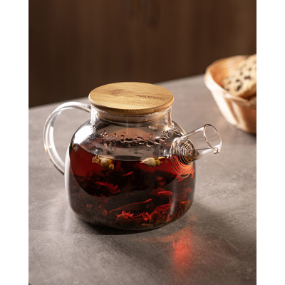 Заварник Ardesto Gemini 600мл, боросилікатне скло, бамбук, прозорий Заварник Ardesto Gemini 600мл, боросилікатне скло, бамбук, прозорий