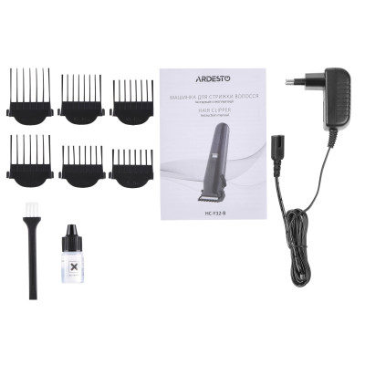 Машинка для стрижки  ARDESTO HC-Y32-B, мережа+акум., насадок-6, сталь+кераміка, чорний