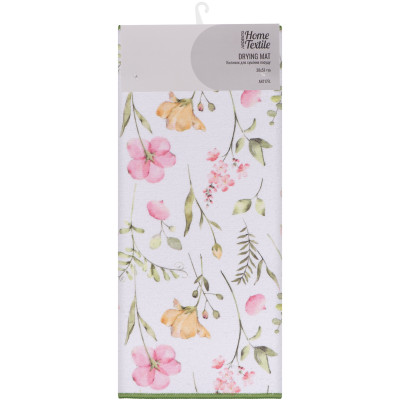 Килимок для сушіння посуду ARDESTO Spring flowers 38x51см, 100% поліестер, білий