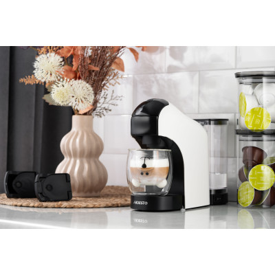 Кавоварка Ardesto капсульна, 0.8л,  капсули Nespresso, Nescafe Dolce Gusto, мелена кава, сенсорне керування, білий