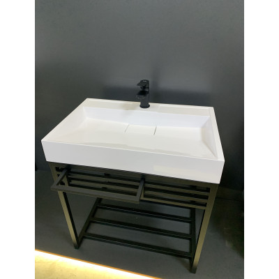 Раковина, умивальник Adamant VISION, штучний камінь, прямокут., з отвором для змішувача, без переливу, 700х455х110мм, накладний, білий