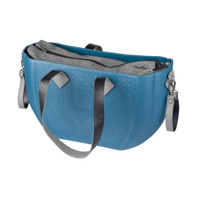 Сумка Nuvita MyMia ручки шкіра, килимок, ремені для коляски, синьо-сірий