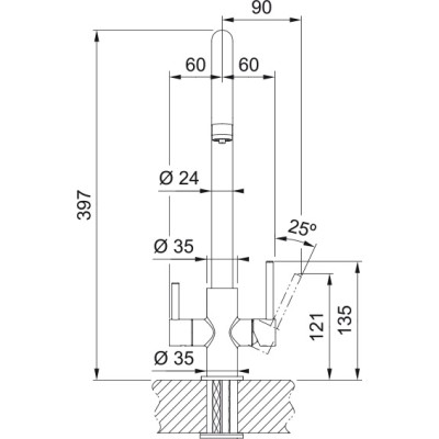 Змішувач для кухні Franke Lina Clear Water, довж.виливу - 272 мм, поворотний, 1+1 фільтр, хром