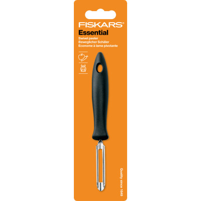 Fiskars Овочечистка вертикальна з рухомим лезом Essential, 6 см, нерж. сталь, пластик