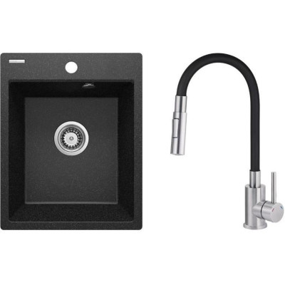Набір для кухні Deante Corio, гранітна мийка ZRC_2103 + зміш. BOC_B740, графіт