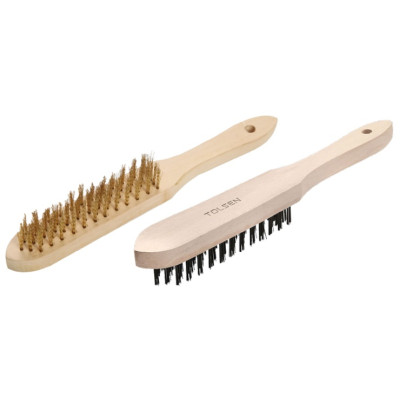 Щітка пряма Tolsen, рифлений дріт, 4 ряди дроту, 0.33мм, 140мм, дерев'яне руків'я