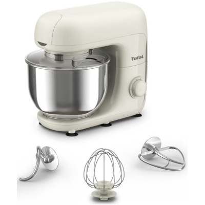 Міксер Tefal планетарний Bake Essential 800Вт, насадки-3, чаша-нерж., метал, 4.8л, білий Міксер Tefal планетарний Bake Essential 800Вт, насадки-3, чаша-нерж., метал, 4.8л, білий