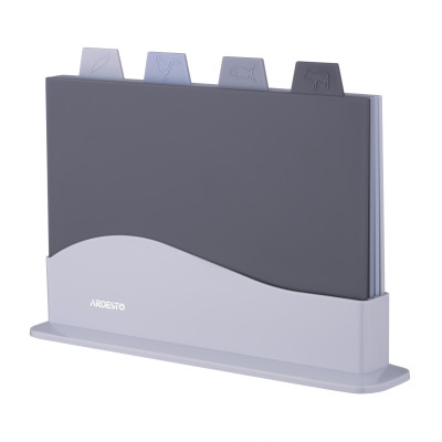 Набір дошок кухонних на підставці Ardesto Fresh, 4шт, 23.8x33.8x7см, пластик Набір дошок кухонних на підставці Ardesto Fresh, 4шт, 23.8x33.8x7см, пластик