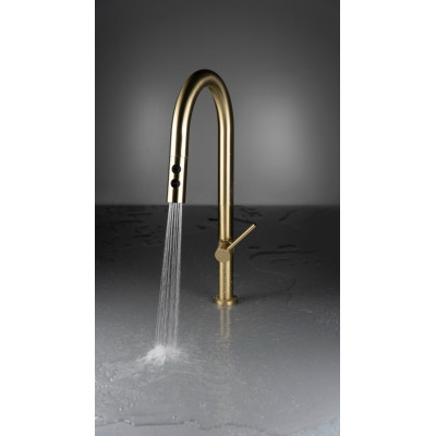 Набір для кухні Deante Olfato стальна мийка ZPO_R10A + зміш. BQO_R72M, брашоване золото