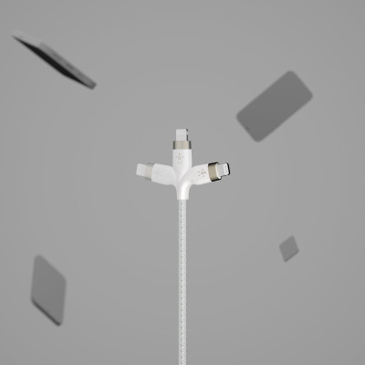 Belkin Кабель USB-A - Lightning плетений, силіконовий, з ремінцем на магніті, 1м, білий Belkin Кабель USB-A - Lightning плетений, силіконовий, з ремінцем на магніті, 1м, білий