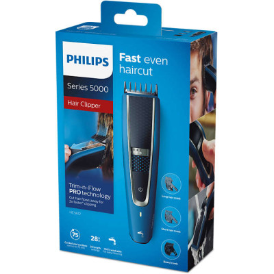 Машинка для стриження  Philips Series 5000, акум., роторний мотор, насадок-3, сталь, чорно-синій