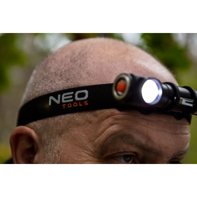 Ліхтар налобний акумуляторний Neo Tools, 1200мА•год, 800лм, 10Вт, 3 функції освітлення, IP20