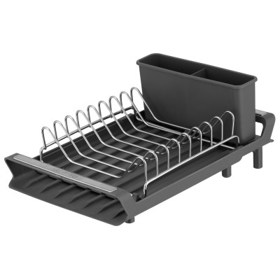 Сушарка для посуду з підставкою ARDESTO Minimalism 46.5x19.5x9.5см, пластик, хромоване залізо, сталь, сірий темний Сушарка для посуду з підставкою ARDESTO Minimalism 46.5x19.5x9.5см, пластик, хромоване залізо, сталь, сірий темний