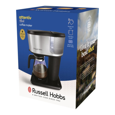 Кавоварка Russell Hobbs Attentiv, 1.25л, мелена, чорно-срібний Кавоварка Russell Hobbs Attentiv, 1.25л, мелена, чорно-срібний