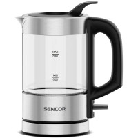 Електрочайник Sencor 0.5л, Strix, пластик, в комплекті 2 склянки + 2 ложки, скло, нерж. сталь