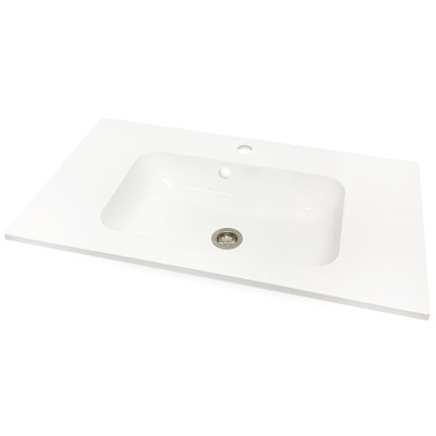 Раковина, умивальник Adamant FRATE, штучний камінь, прямокут., з отвором для змішувача, з отвором для переливу, 795x450x125мм, накладний, білий Раковина, умивальник Adamant FRATE, штучний камінь, прямокут., з отвором для змішувача, з отвором для переливу, 795x450x125мм, накладний, білий