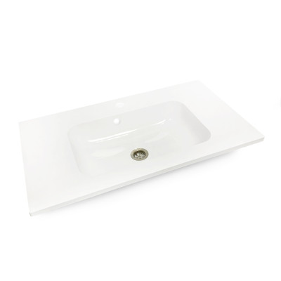 Раковина, умивальник Adamant FRATE, штучний камінь, прямокут., з отвором для змішувача, з отвором для переливу, 995x450x125мм, накладний, білий