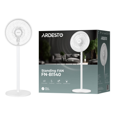 Вентилятор ARDESTO FN-B1140 підлоговий, 40см, 55Вт, мех. кер-ня, опора кругла, білий Вентилятор ARDESTO FN-B1140 підлоговий, 40см, 55Вт, мех. кер-ня, опора кругла, білий
