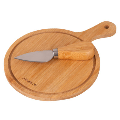 Набір для подачі сиру ARDESTO Midori, 2 предмети, 19.5х14х0.8см, бамбук, нержавіюча сталь