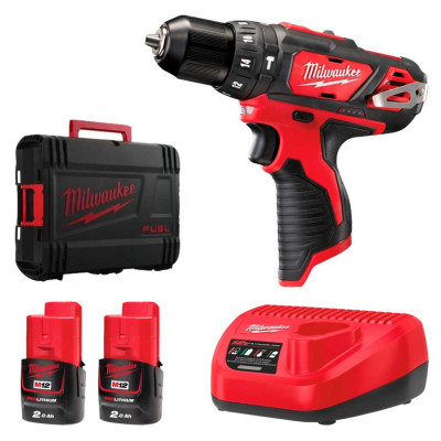 Шурупокрут-дриль акумуляторний Milwaukee M12 BPD-202C 12В 2х2А·год 30Нм 0-1500об/хв ЗП C12 C кейс 1.2кг